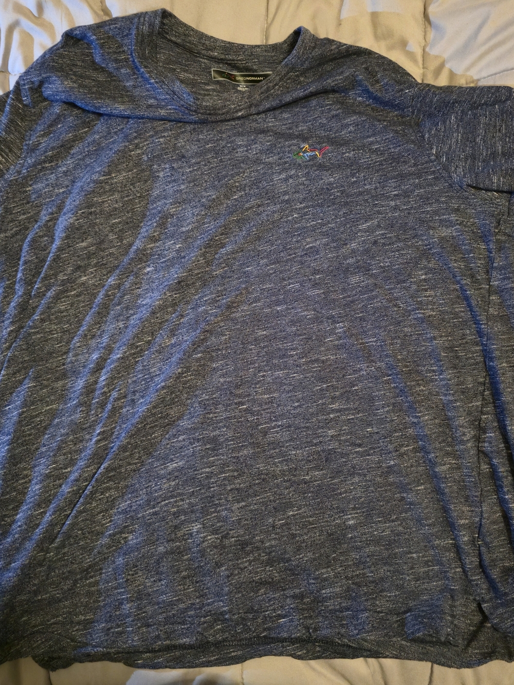 Greg Norman Collection Heathered Navy Long-Sleeve Crew Shirt